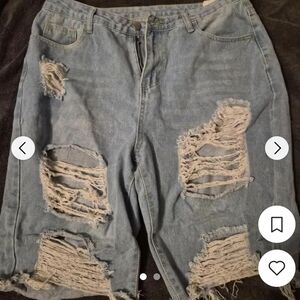Distressed Denim Shorts